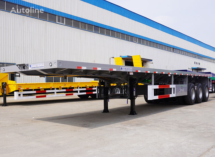 جديدة العربات نصف المقطورة شاحنة مسطحة TITAN 40Ft Tri Axle Flat Deck Trailer for Sale Price -F