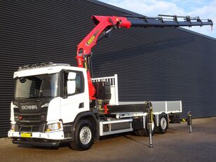 شاحنة مسطحة Scania P410 6x2*4 / PALFINGER 35 tm CRANE + WINCH