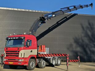 شاحنة مسطحة Scania R164.480 V8 / 8x4 / EFFER 72 t/m CRANE / KRAN