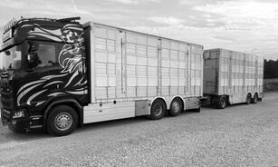 شاحنة نقل المواشي Scania S650 + العربات المقطورة شاحنة نقل المواشي
